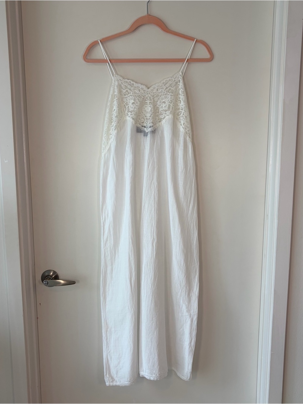 Vintage Ralph Lauren White Lace Cotton Slip Dress Nightgown S
